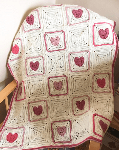 20 Heart Crochet Blanket Patterns Crochet News - Free Crochet Heart Blanket Pattern