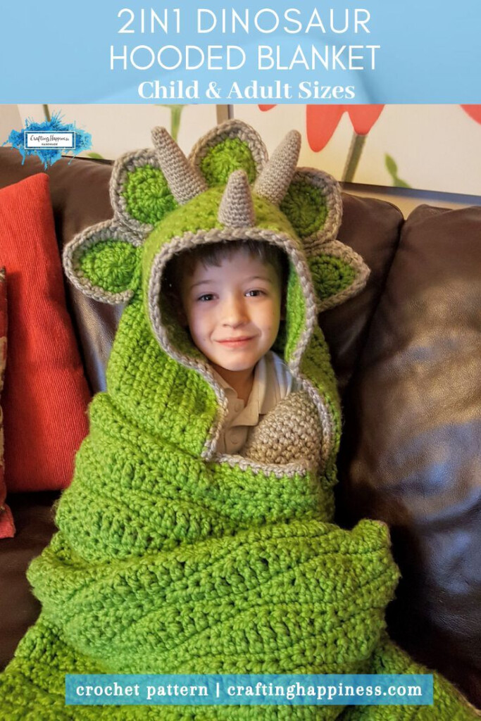 2in1 Dinosaur Hooded Blanket For Adults Kids Crafting Happiness  - Crochet Dinosaur Blanket Free Pattern