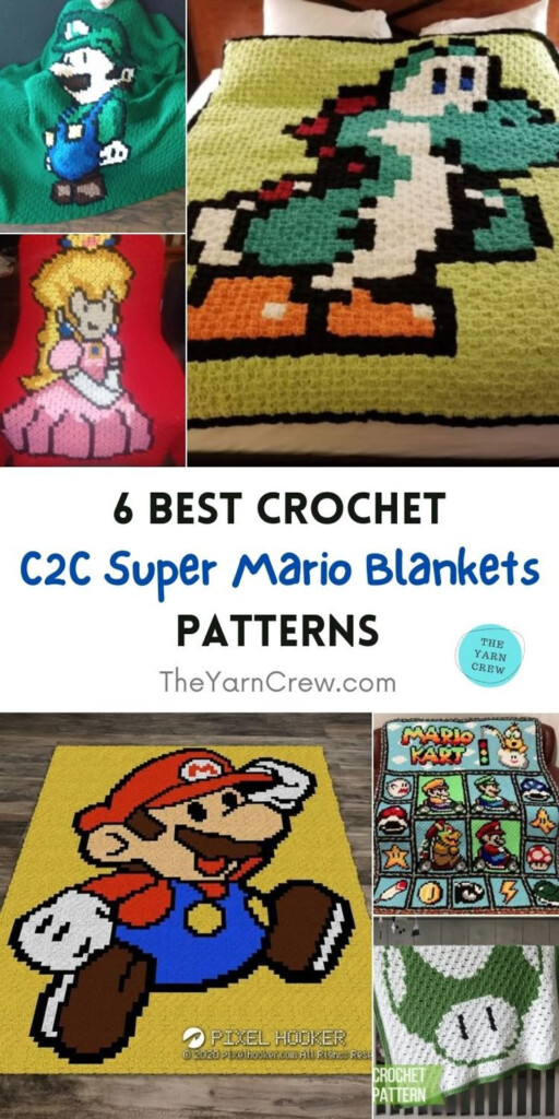 6 Best Crochet C2C Super Mario Blanket Patterns The Yarn Crew Pixel  - Mario Crochet Pattern Blanket