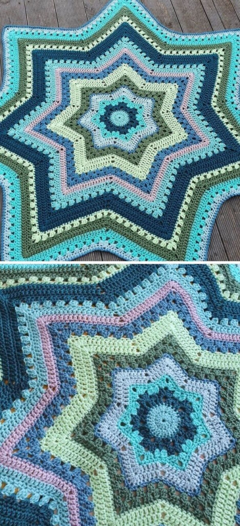 6 Day Star Blanket Crochet Pattern - Rainbow Star Blanket Crochet Pattern