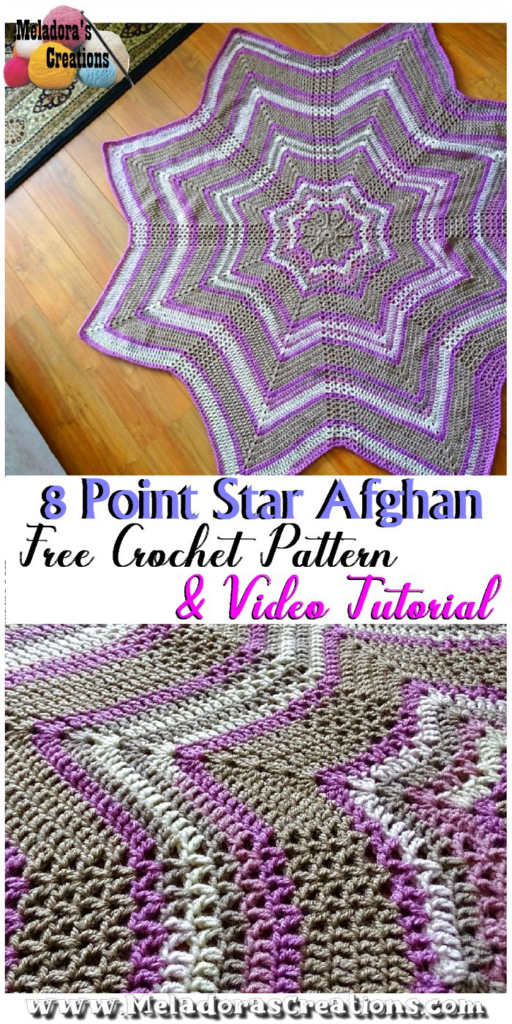 8 Point Star Afghan Free Crochet Pattern Meladora s Creations Du  - 8 Point Star Blanket Crochet Pattern