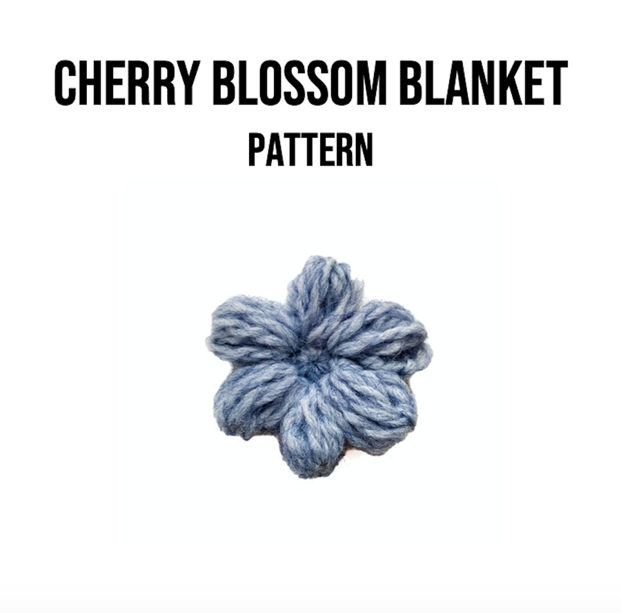 A Crochet Flower With The Words Cherry Blossom Blanket Pattern Written  - Flower Crochet Blanket Pattern