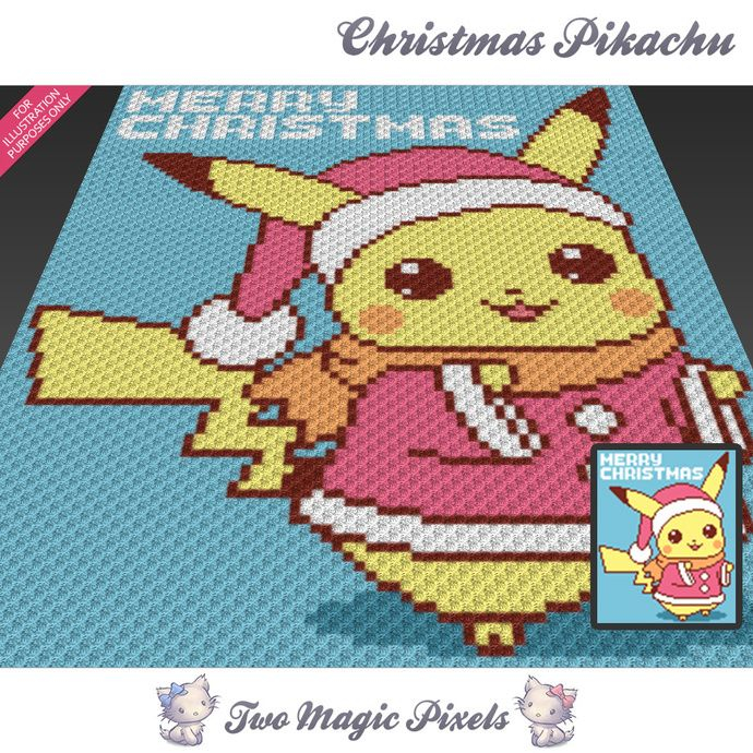 A Cross Stitch Pattern For A Christmas Pikachu - Pikachu Crochet Blanket Pattern