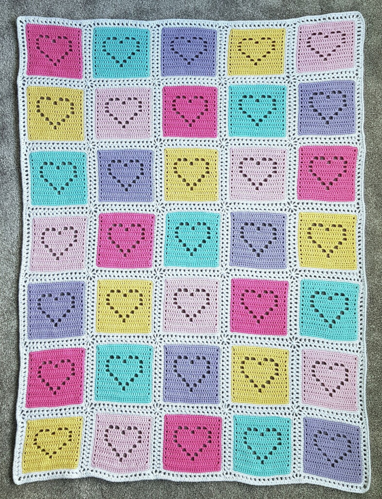A Playful Stitch Filet Heart Crochet Baby Blanket - Filet Heart Crochet Blanket Pattern