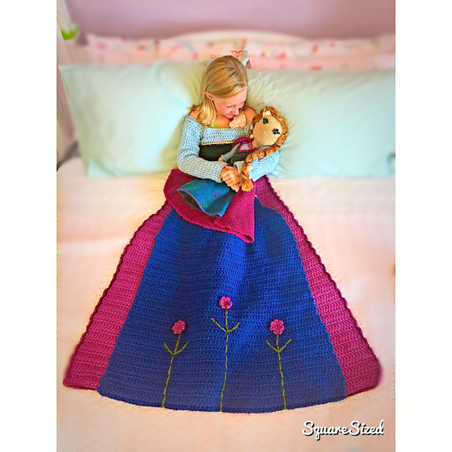 Anna Crochet Princess Dress Blanket Pattern AmVaBe Crochet - Crochet Princess Dress Blanket Free Pattern