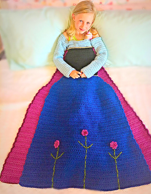 Anna Crochet Princess Dress Blanket Pattern AmVaBe Crochet - Princess Dress Blanket Crochet Pattern