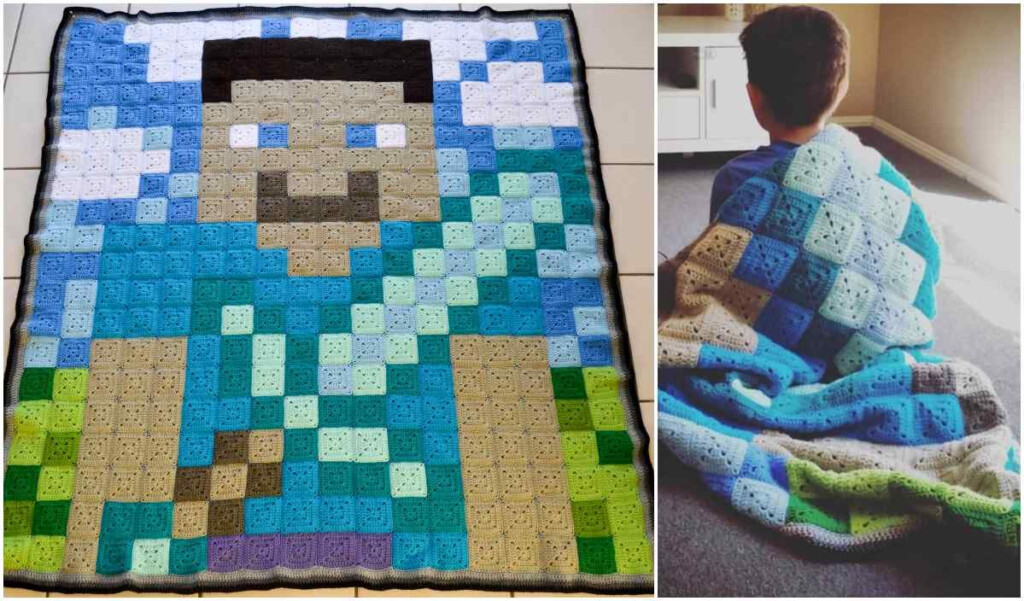 Any Minecraft Fans In The House Well If You Have Any Boys Of 15 Or  - Minecraft Crochet Patterns Blanket
