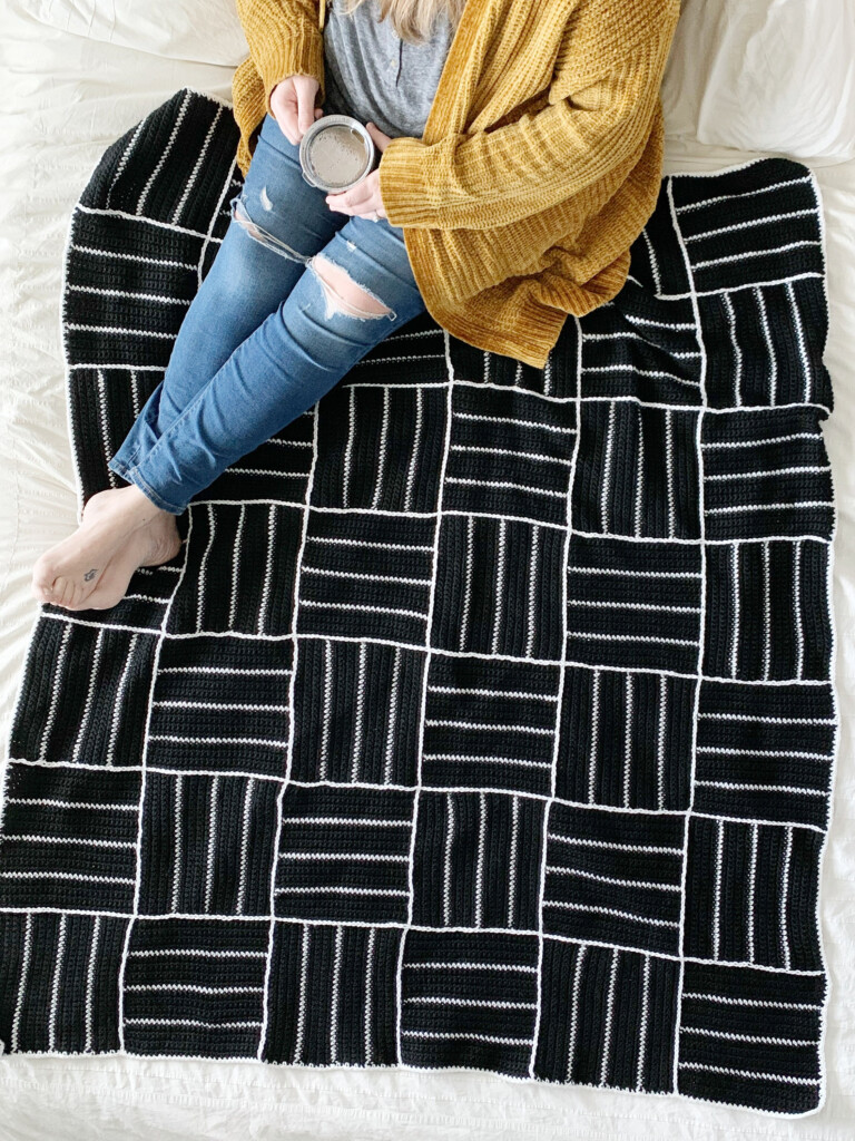 Black And White Crochet Blanket Pattern Crochet Blanket Etsy - Black And White Crochet Blanket Pattern