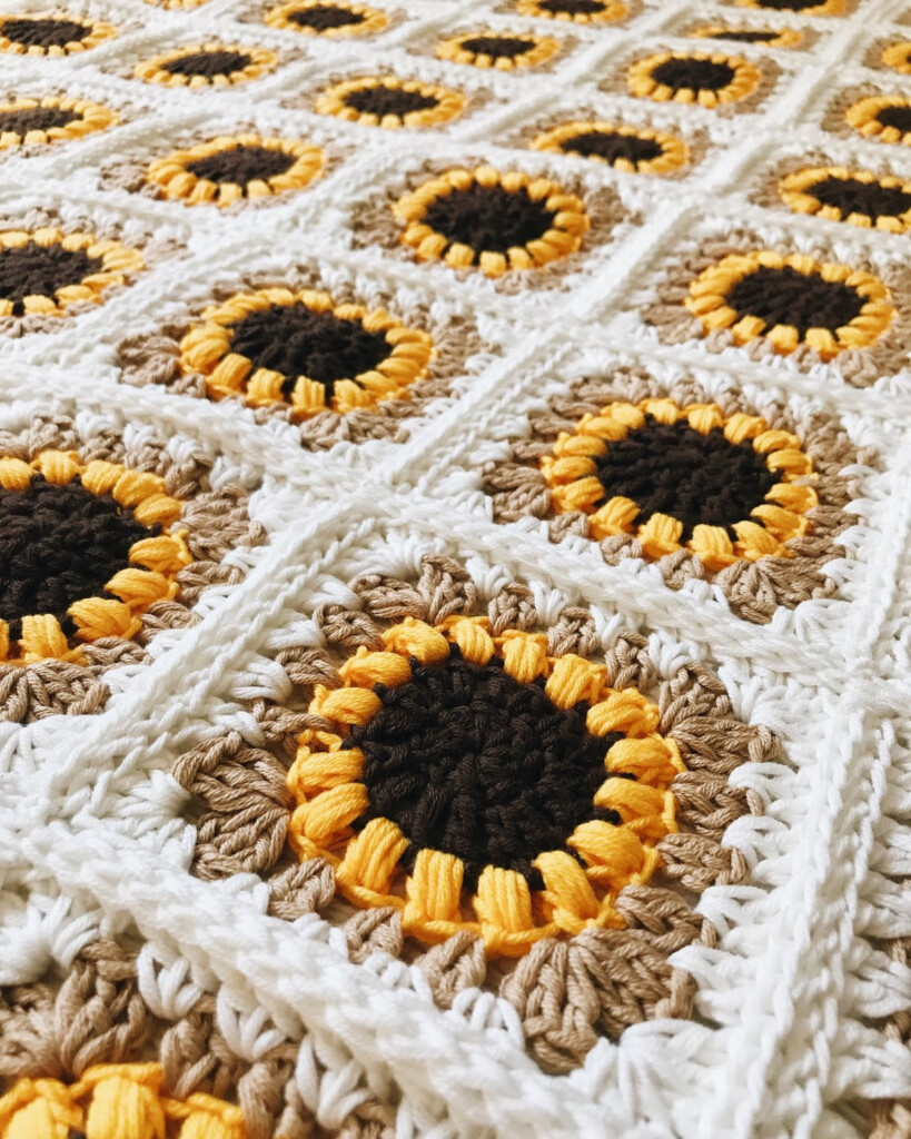 Brenna Ann Handmade FREE Crochet Pattern The Sunflower Blanket By  - Crochet Sunflower Blanket Free Pattern