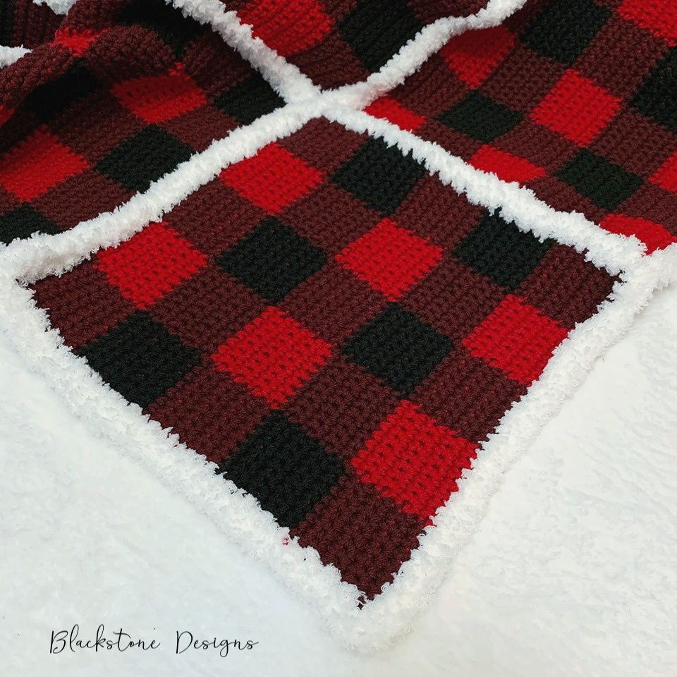 Buffalo Check Plaid Blanket Free Crochet Pattern Blackstone Designs  - Buffalo Check Crochet Blanket Free Pattern