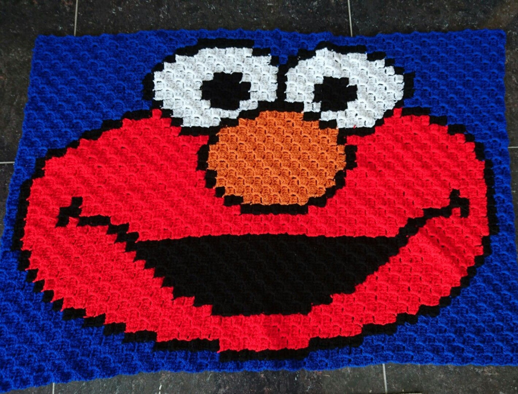 C2C Crochet Elmo Blanket Sesame Street Graph Crochet Baby Blanket  - Elmo Crochet Blanket Pattern Free