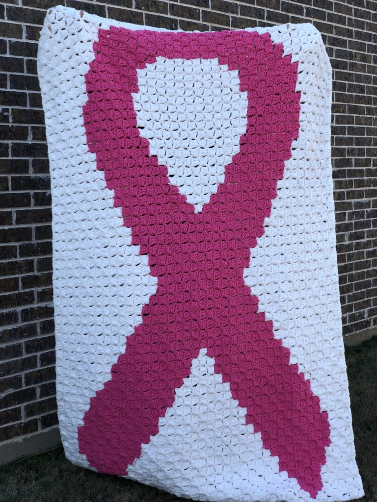 Cancer Awareness Ribbon Blanket Crochet Sunnshyne - Crochet Pattern For Breast Cancer Ribbon Blanket