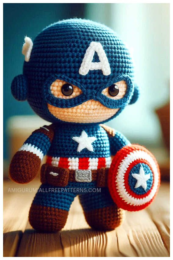 Captain America Doll Amigurumi Crochet Free Pattern Crochet Amigurumi  - Captain America Crochet Pattern Blanket
