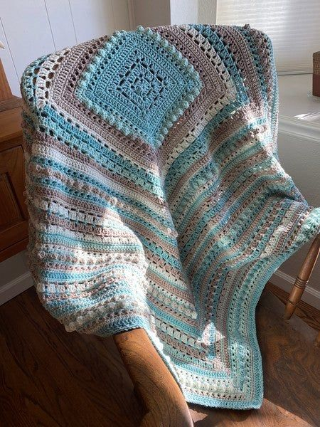 Caron Cotton Cakes In Beach Glass The Pattern Is Gigi s Block Party By  - Caron Cakes Blanket Crochet Patterns