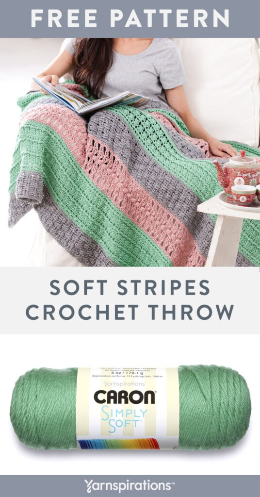 Caron Soft Stripes Throw Yarnspirations Crochet Afghan Patterns  - Caron Crochet Blanket Patterns