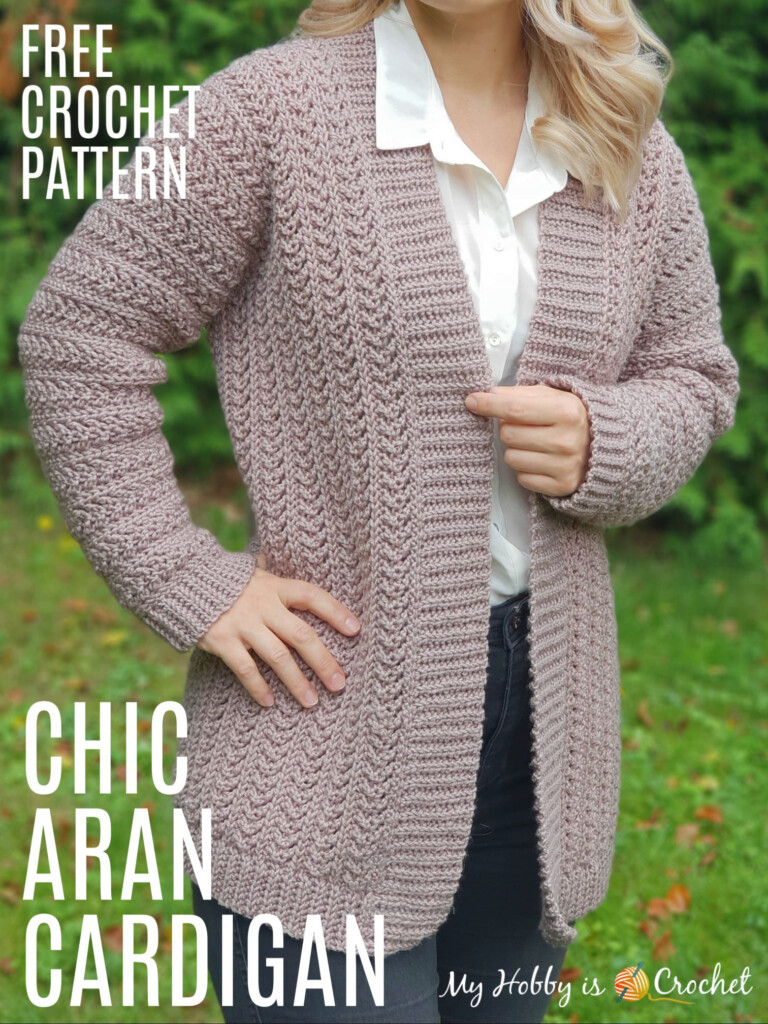 Chic Aran Cardigan Free Crochet Pattern With Tutorial Crochet  - Crochet Blanket Cardigan Free Pattern
