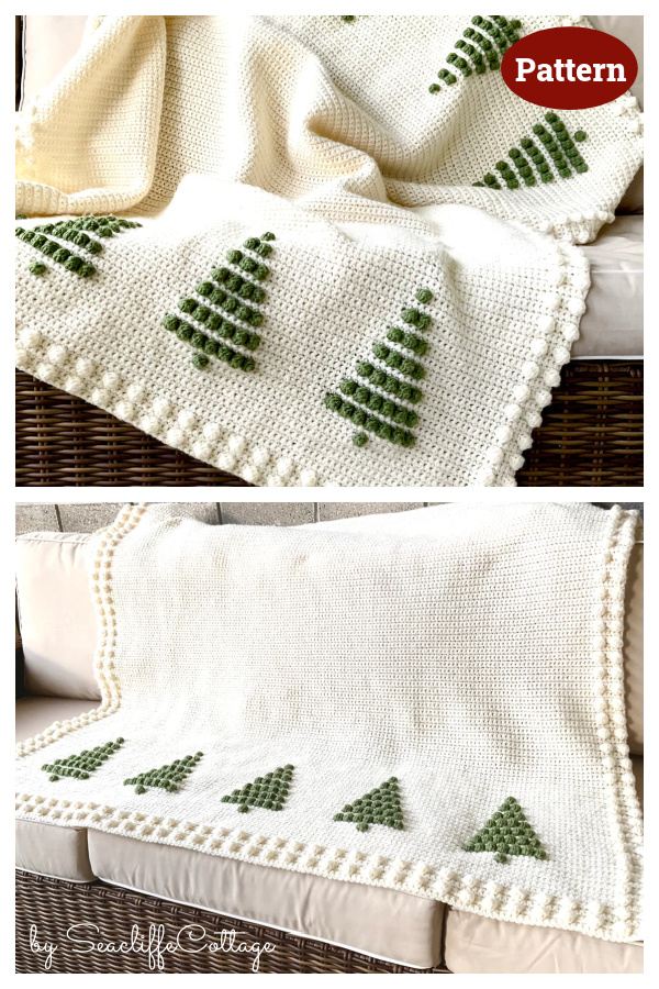 Christmas Pine Tree Blanket Crochet Pattern - Christmas Tree Blanket Crochet Pattern