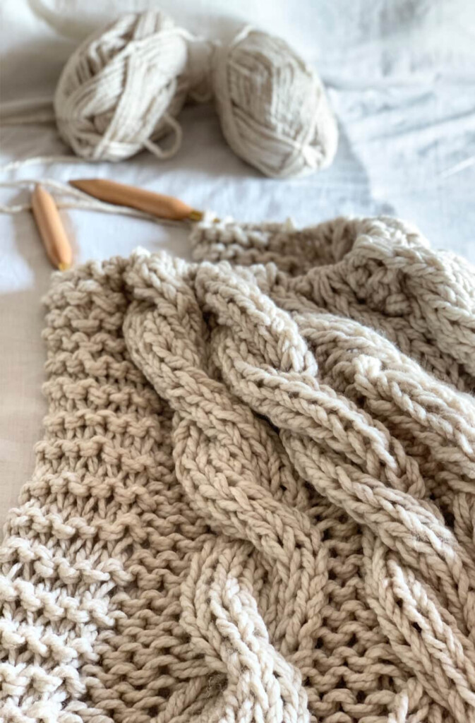 Chunky Cable Knit Blanket Pattern Handy Little Me - Cable Knit Blanket Crochet Pattern