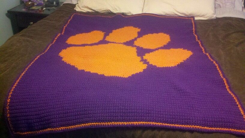 Clemson Crochet Pattern Crochet Throw Pattern Crochet Throw Blanket  - Clemson Crochet Blanket Pattern