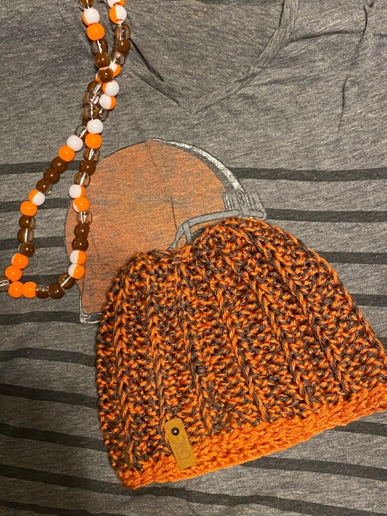 Cleveland Browns Crochet Messy Bun Ponytail Beanie Etsy - Cleveland Browns Crochet Blanket Pattern