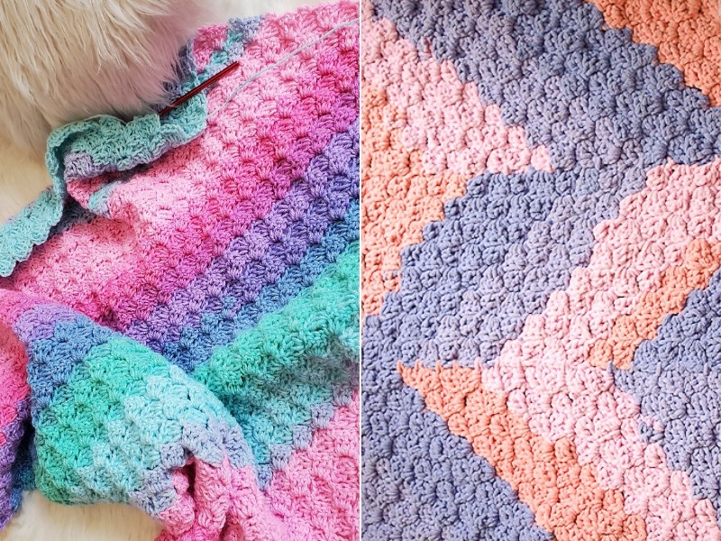 Colorful And Lovely C2C Blankets Free Crochet Patterns - Free C2c Crochet Blanket Patterns