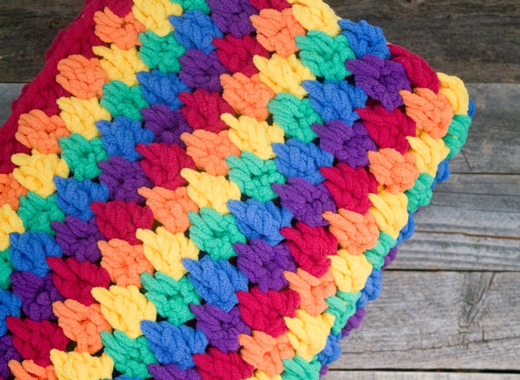Colorful Rainbow Teardrop Blanket Crochet Pattern Chunky Throw A  - Granny Square Rainbow Crochet Blanket Pattern