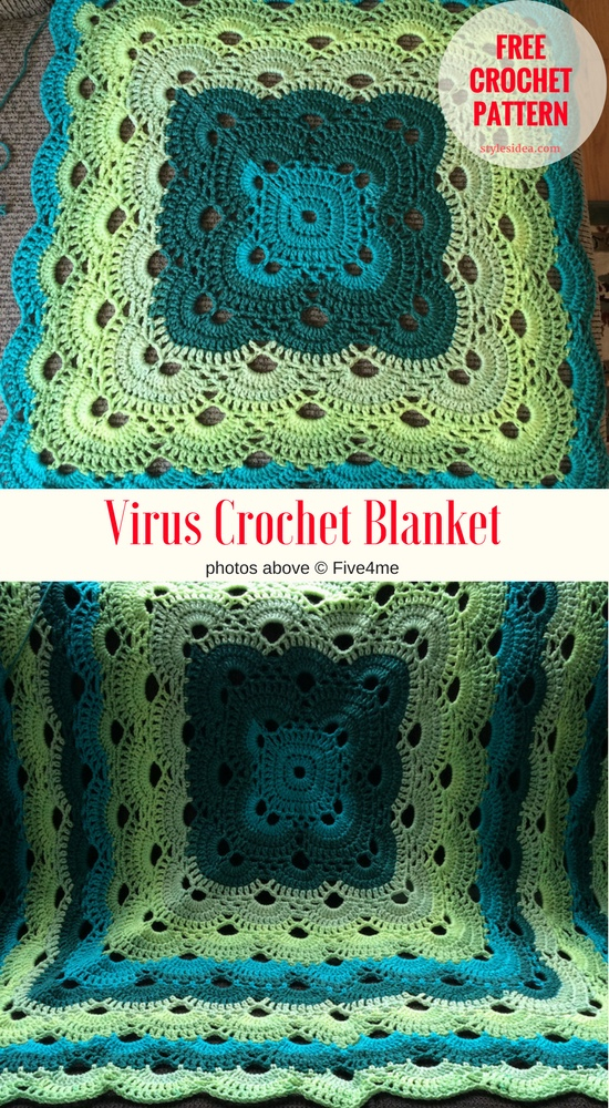 Colorful Virus Crochet Blankets Styles Idea - Free Crochet Virus Blanket Written Pattern