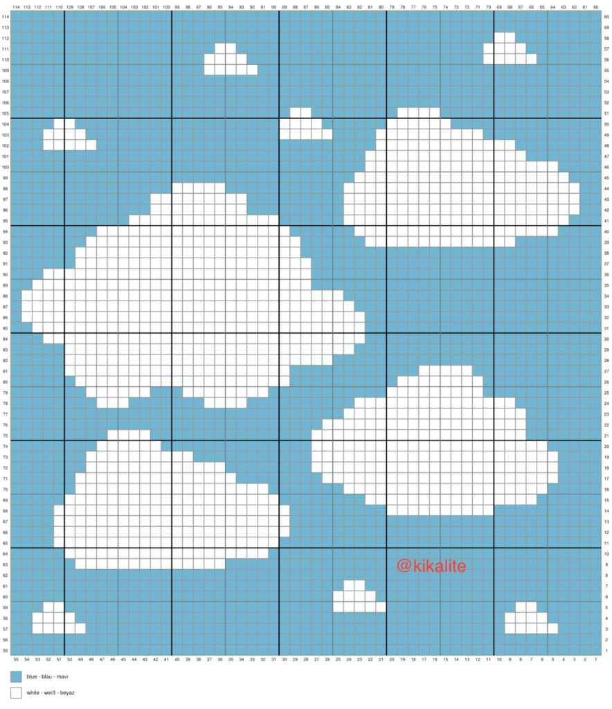 CORNER TO CORNER C2C CROCHET BLANKET WITH CLOUDS FREE GRAPHGAN  - Crochet Blanket Graph Pattern