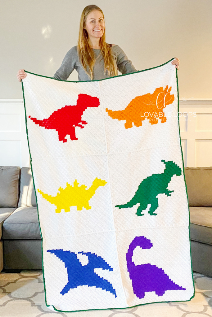 Corner To Corner Dinosaur Blanket Crochet Pattern Baby Blanket  - Crochet Dinosaur Blanket Free Pattern