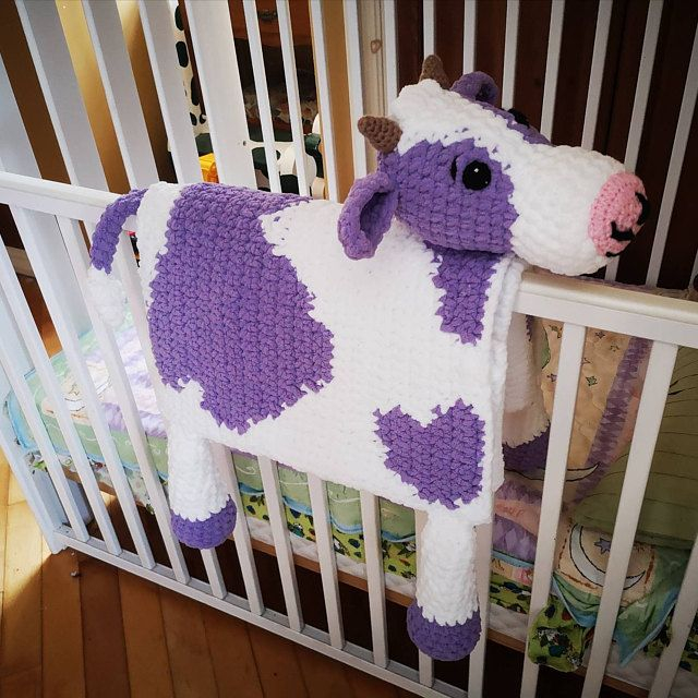 Cow Baby Blanket Crochet Pattern Cuddle And Play Cow Blanket Etsy  - Crochet Cow Baby Blanket Free Pattern