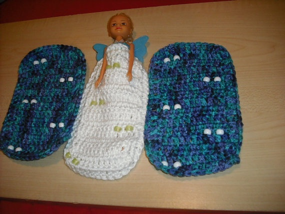 Crochet Barbie Blanket Set Of 3 And 5 White By SabbysPlace32 Crochet  - Free Crochet Barbie Blanket Patterns
