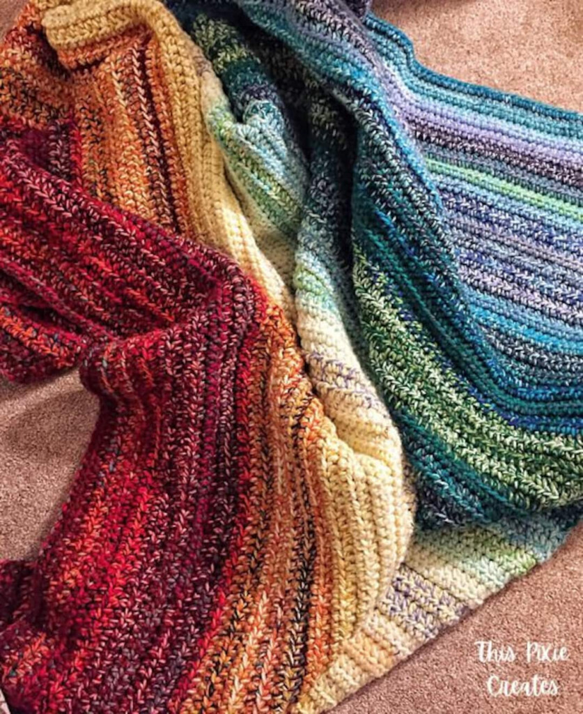 CROCHET BLANKET PATTERN Easy Weighted Rainbow Blanket Colorful Gradient  - Weighted Crochet Blanket Pattern