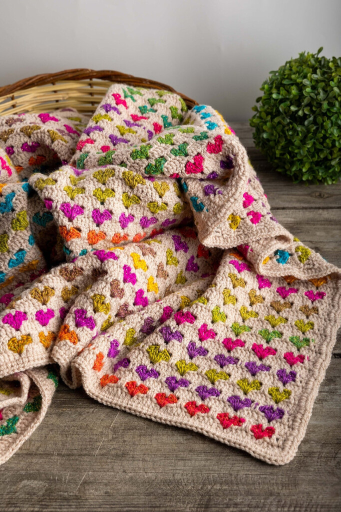 Crochet Blanket Pattern Heart Baby Blanket Pattern Easy Valentines  - Easy Crochet Heart Blanket Pattern