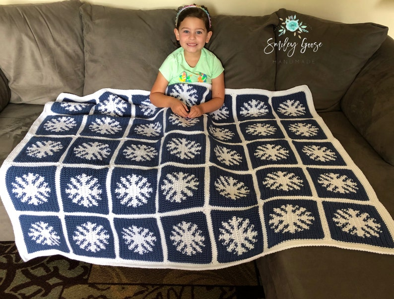 Crochet Blanket Pattern Snowflake Throw Blanket Christmas Etsy - Crochet Snowflake Blanket Pattern