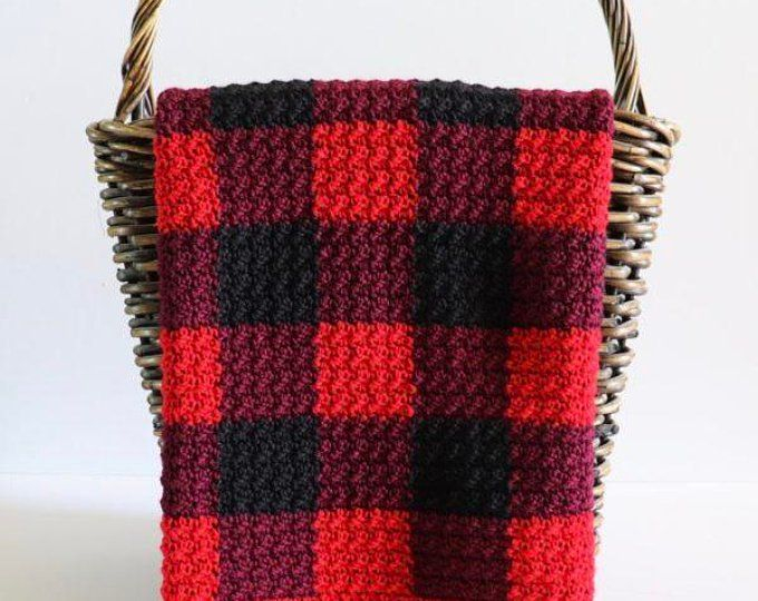 Crochet Buffalo Check Gingham Blanket Pattern Etsy Afghan Crochet  - Buffalo Check Crochet Blanket Free Pattern
