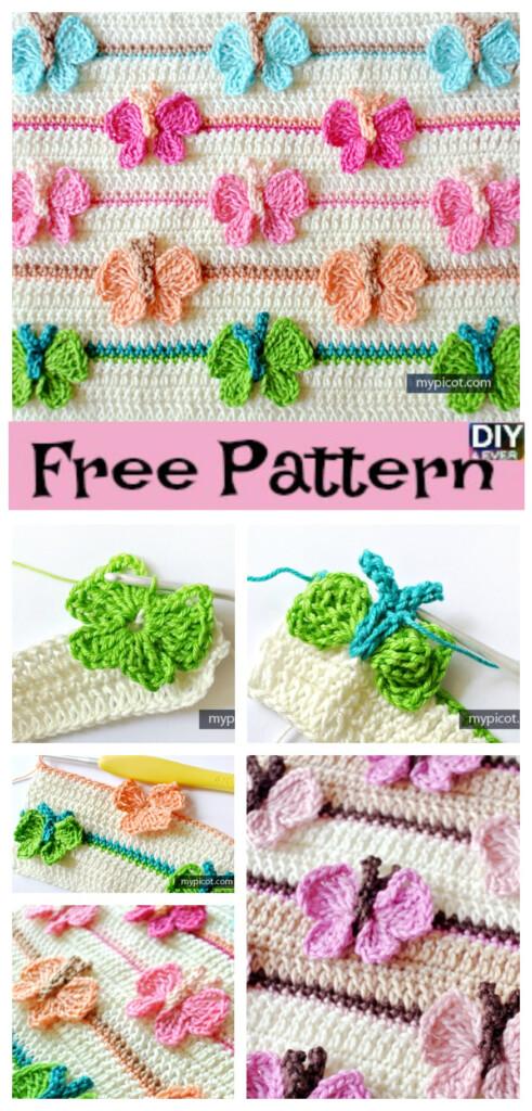 Crochet Butterfly Baby Blanket Free Pattern DIY 4 EVER - Butterfly Crochet Blanket Pattern