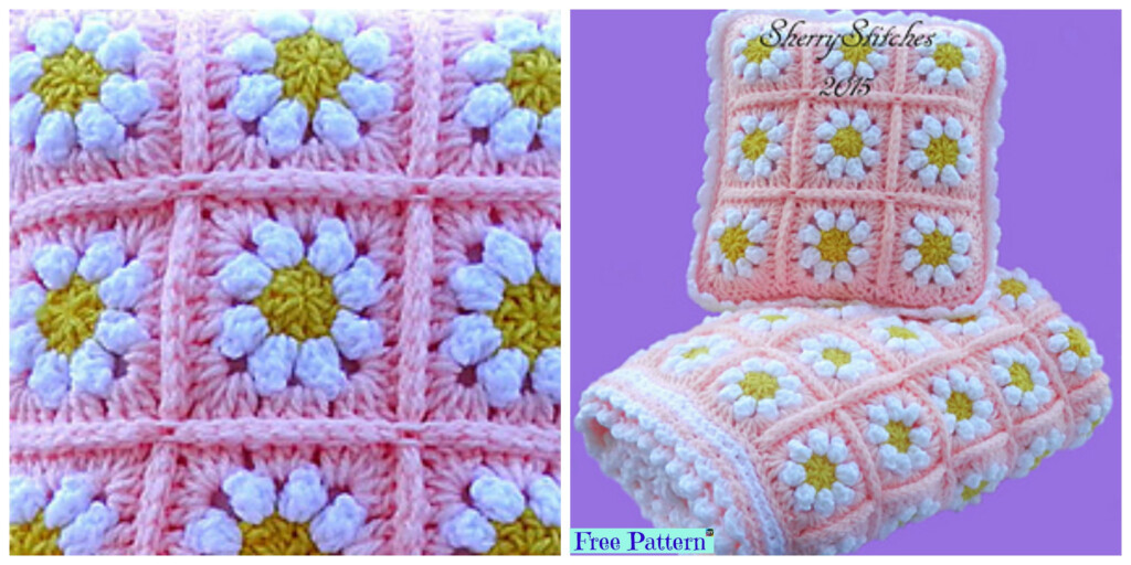 Crochet Daisy Flower Blanket Free Pattern DIY 4 EVER - Flower Crochet Blanket Pattern