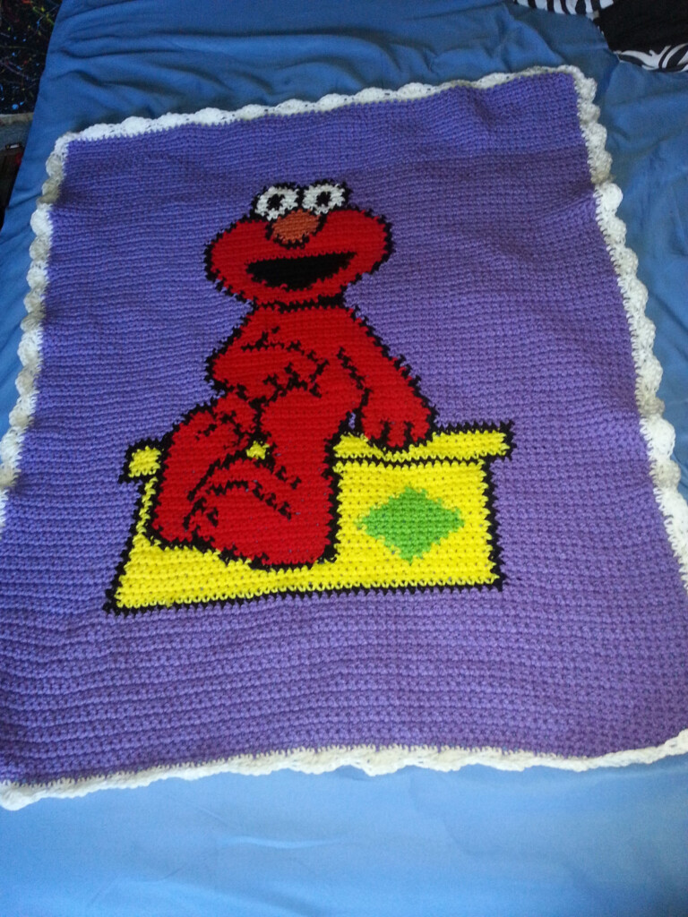 Crochet Elmo Afghan Baby Blanket Crochet Blanket Patterns Character  - Elmo Crochet Blanket Pattern Free