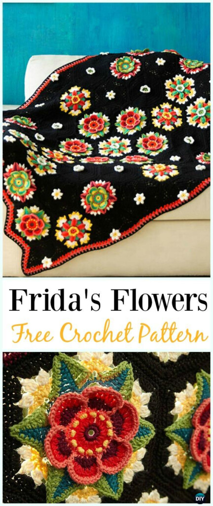 Crochet Frida s Flowers Blanket Free Pattern Crochet Flower  - Free Crochet Flower Blanket Patterns