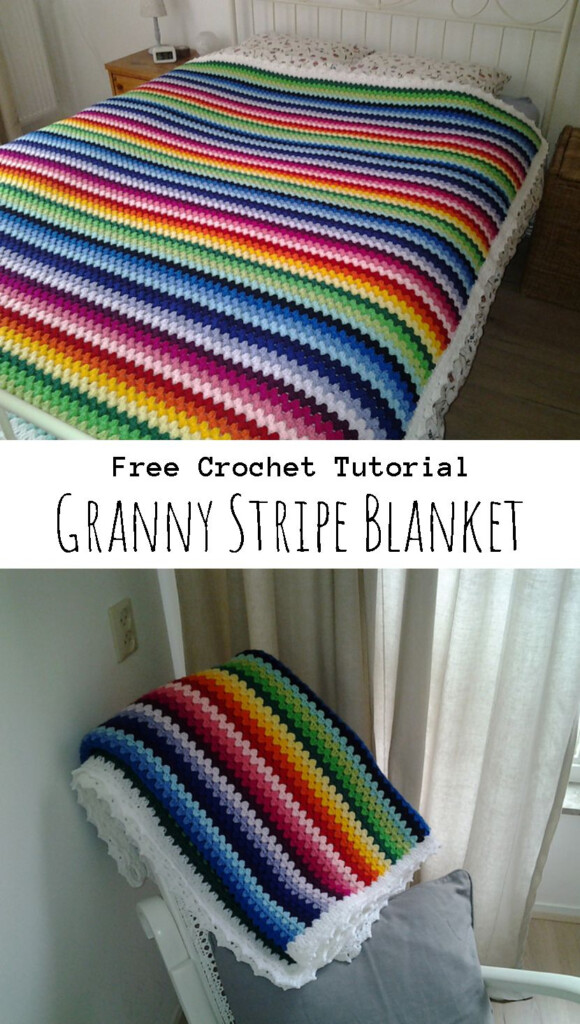 Crochet Granny Stripe Blanket - Crochet Granny Stripe Blanket Pattern