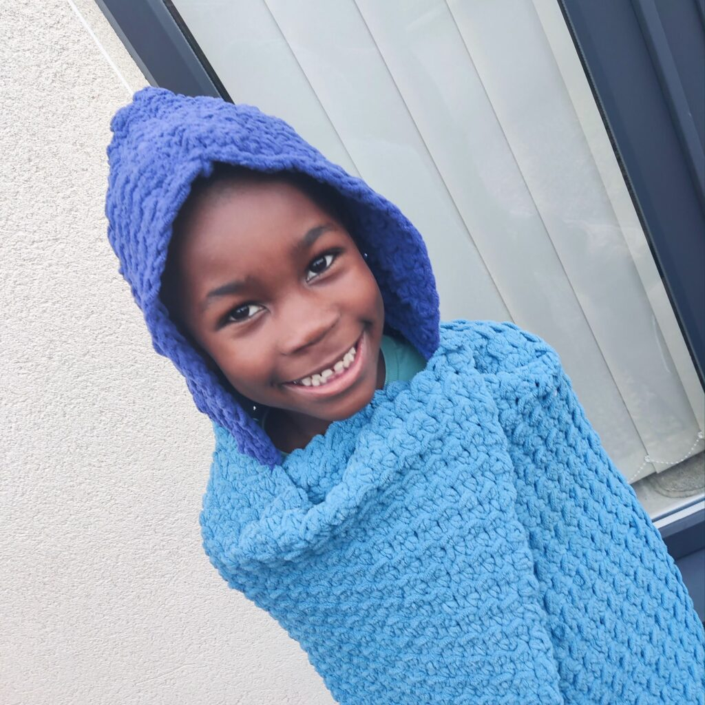 Crochet Hooded Blanket Free Pattern Fosbas Designs - Free Hooded Blanket Crochet Pattern