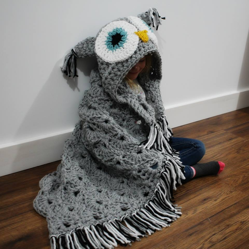Crochet Hooded Owl Blanket Pattern - Free Hooded Blanket Crochet Pattern