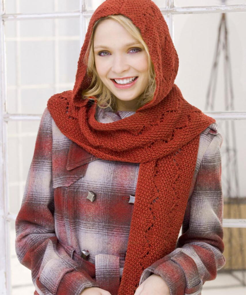 Crochet Hooded Scarf Pattern Comfy Hooded Scarf Red Heart Mecrochet - Free Hooded Blanket Crochet Pattern