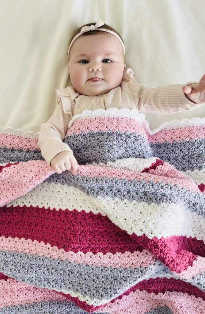 Crochet Mixed Stripe Flower Blanket Daisy Farm Crafts - Mixed Stripe Crochet Blanket Pattern
