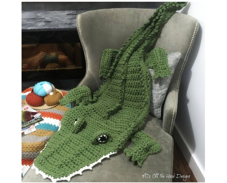 CROCHET PATTERN Alligator Blanket Alligator Costume Pattern Etsy  - Free Alligator Blanket Crochet Pattern