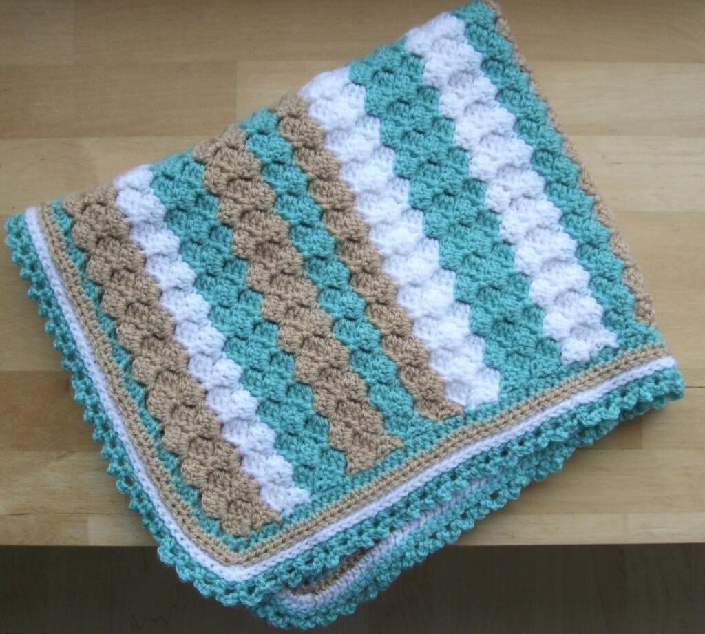 Crochet Pattern Baby Blanket In 3 Colors Textured Etsy - 3 Color Blanket Crochet Pattern