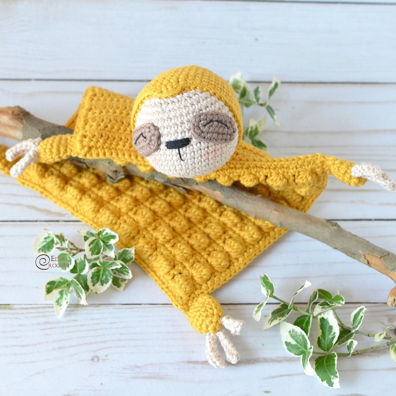 CROCHET PATTERN SLOTH Safety Blanket Amigurumi Stuffed Etsy - Sloth Crochet Blanket Pattern