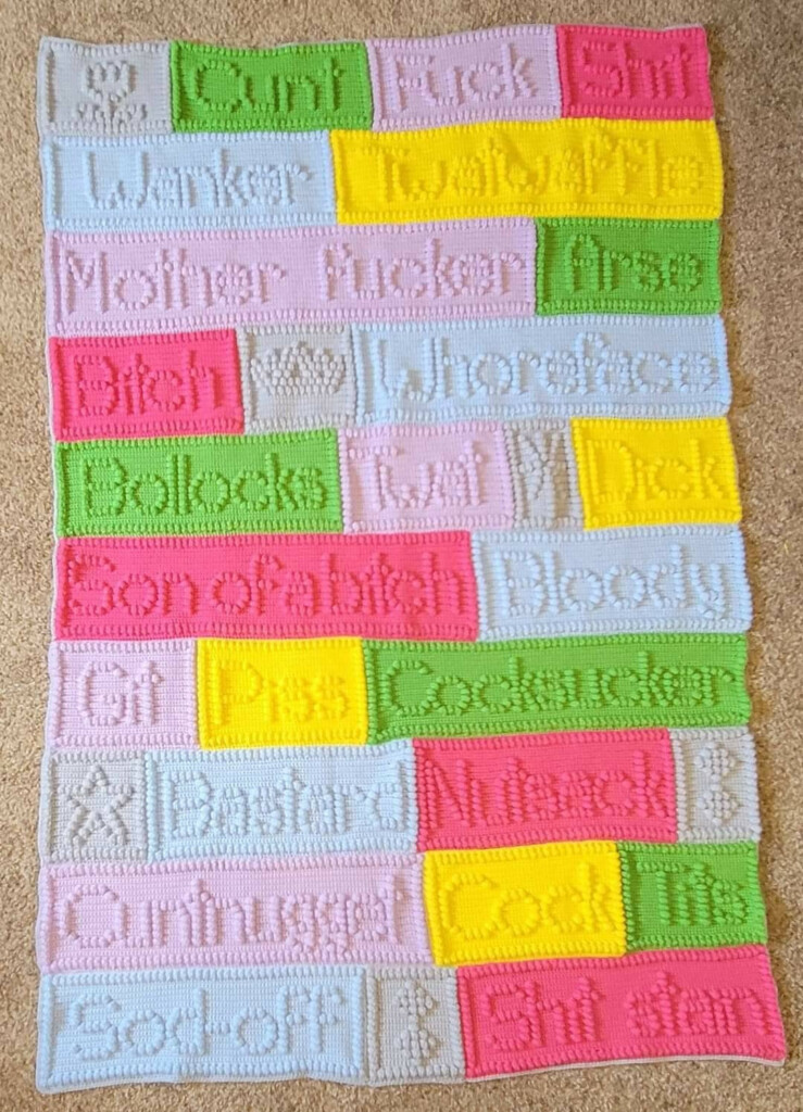 Crochet Pattern swear Blanket British bobble Stitch graph And  - Swear Blanket Crochet Pattern