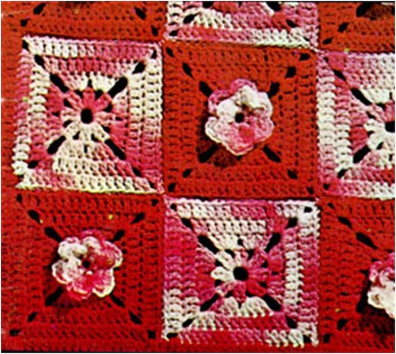 Crochet Pattern Vintage Crochet Motif Afghan Crochet Blanket - Crochet Motif Blanket Pattern