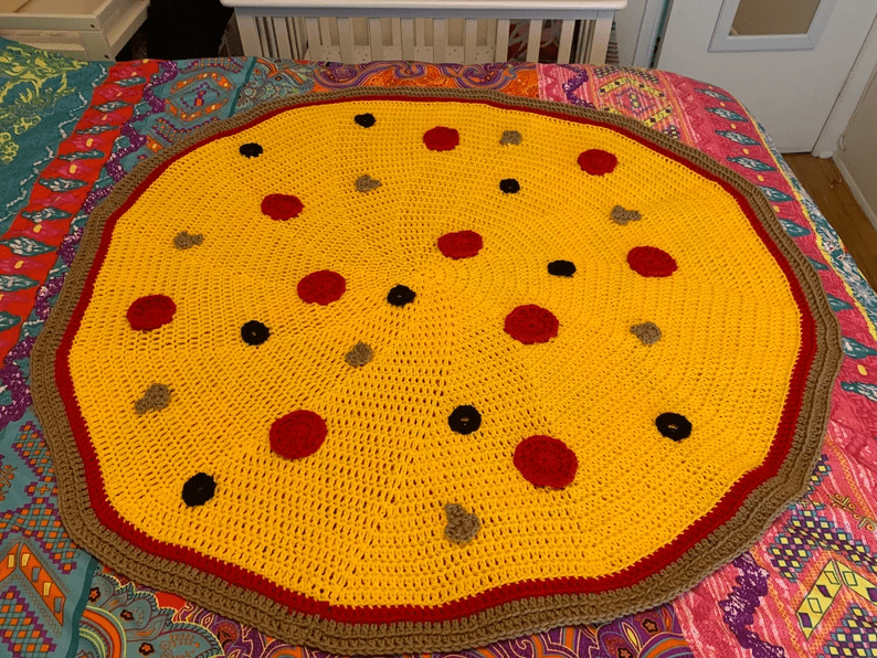 Crochet Pizza Blanket Free Pattern SitnCrochet 2025 - Crochet Pizza Blanket Pattern Free